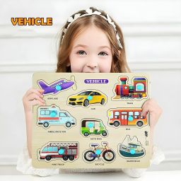 Wooden Air, Water & Land Vehicles Learning Educational Game Board for Kids-47