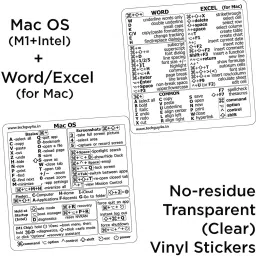 TechGuy4u Mac OS Word/Excel Quick Reference Keyboard Shortcut Stickers for MacBook Air/Pro/iMac/Mac/Mini Keyboard Skin image 2