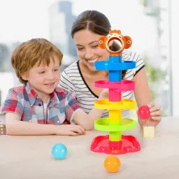 joyride Roll Ball Toy with 4 Layer Ball Drop Tower Run with Roll Swirling Ramps for Baby image 4