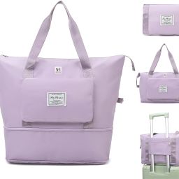 41 L Gym Duffel Bag - 41 litres Travel Bag for Women & Men Expandable Duffle Bags Luggage Foldable - Purple-image-14