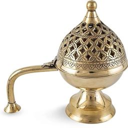 Brass Dhoop Dani Loban with Brass Handle Incense Holder Burner for Pooja Room Dhoop-19