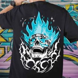 Men Graphic Print Round Neck Pure Cotton Black T-Shirt-image-129