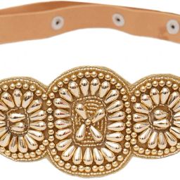 Women Evening, Casual Gold Canvas Belt-image-8