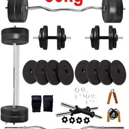l'avenir FITNESS 30kg PVC Dumbbell Set + FITNESS ACCESSORIES - BEST HOME EXERCISE SET Black Weight Plate-picture-38
