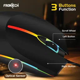 Frontech Wired USB Mouse with 3 Handy Buttons 1200 DPI MS-0068 Wired Ambidextrous Optical Mouse image 3