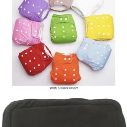 100% Cloth Diapers for Babies | Reusable,Washable Adjustable Button & Insert-image-12