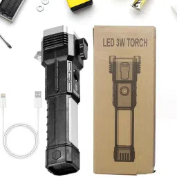 8-in-1 LED Flashlight with Safety Hammer - Ultra Bright, Rechargeable Torch-14