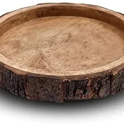 Natural Round Mango Wood Serving Tray Bakkal Tray (10'' inch) Tray-image-76