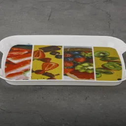 flipkart smartbuy Plastic Printed Rectangular Serving Tray with Handle for Serving Tea & etc. Tray Serving Set image 5