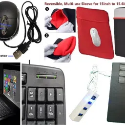 ANJO Keyboard&Mouse-WPad-Hub2.0-Cleaner-2n1OTG-Ext-LED-Skin-15.6iScrn&KeyGuard&Sleeve Combo Set image 3