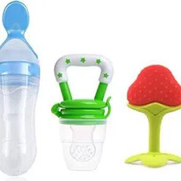 BLUE FOOD FEEDER AND GREEN NIBBLER AND RED TEETHER Teether and Feeder-24