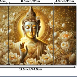 Set Of 3 Lord Buddha Wall Paintings For Living Room Gift Items Digital Reprint 12 inch x 18 inch Painting-13