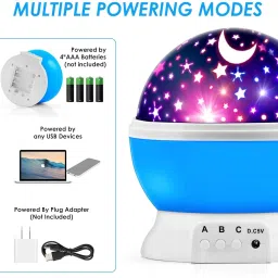 crentila Stars Kid Room Sky Rotating Night Light Lamp Projector, Rotating Projector Table Lamp image 3