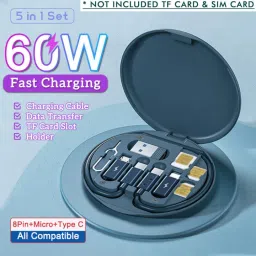 POZUB Multifunctional Mobile 60w Fast Charging Data Cable 5In1 Usb Cable Storage Set Charging Pad-picture-28