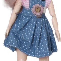 Set Movable Joint Makeup Cute Girl Brown Eyes Fashionable Doll White Dots Printed on Frock for Kids Girls-image-61