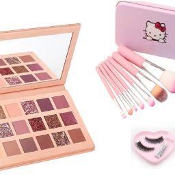Glam ColorIcon Nude EyeShadow Palette+Brushes+EyeLashes&Glue+Black Eye Liner 18 g-12