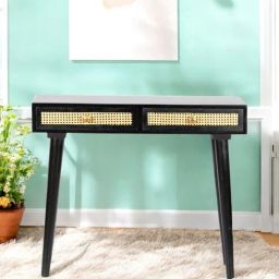 ikiriya Rockport Mid Century Console Table With Rattan Work-picture-3