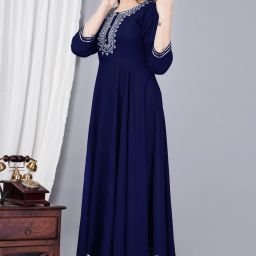 Solid Viscose Rayon Stitched Anarkali Gown-image-57