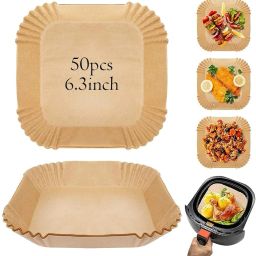 50Pcs Air Fryer Disposable Paper Liner, Non-Stick Parchment Paper Plate Airfryer Tray-picture-25