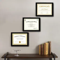 Certificates Frame,Wall Photo Frame Collage,Black,3 Unit,With Back Stand,A4 Size 8.12 inch wodden-11