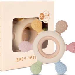 Silicone & Wood Baby Teether Toy | BPA-Free | 3+ Months | Teether-image-14