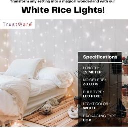 trust ware 38 LEDs 12 m White Steady String Rice Lights image 4