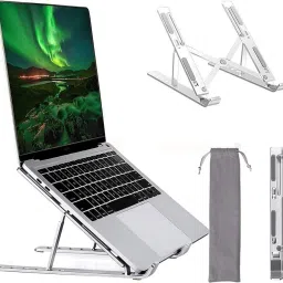 KSD Elevate Your Workstation: Portable Laptop Stand for Enhanced Productivity Ergonomic Excellence: Foldable Laptop Stand with Tilt Settings Aluminium Desk Stand Laptop Stand with Adjustable Height Compatible with Universal Laptops-image-40