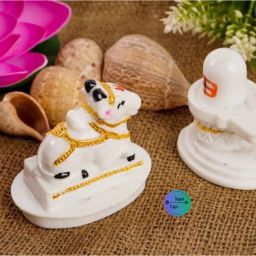 Premium White Shivling with Nandi Idol | Lord Shiva and Nandi Ji Statue Decorative Showpiece - 10 cm-image-25