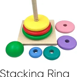 Wooden Rainbow Stacker Rings Toy Multicolor-0