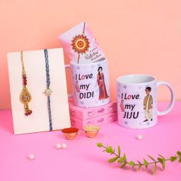 "I LOVE DIDI JIJU" with Designer RakhI & roli chawal & rakhi Wishes Card F Ceramic Coffee Mug-image-60