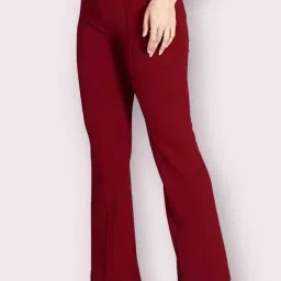 Women Regular Fit Red Cotton Blend Trousers-image-66