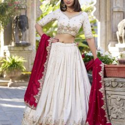 Embroidered Semi Stitched Lehenga & Crop Top-image-34