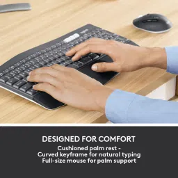 Logitech MK850 Multi-Device Wireless Keyboard and Mouse Set, 2.4GHz Wireless & Bluetooth Bluetooth, Smart Connector, Wireless Handheld Multi-device Keyboard Compatible with Desktop, Laptop, Mac Curved Keyframe , 12 Programmable Keys, 3-Year Battery Life, PC/Mac image 3