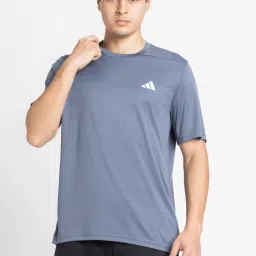 Men Solid Crew Neck Polyester Blue T-Shirt-image-23