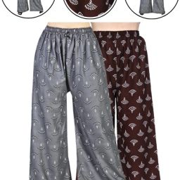Pack of 2 Women Relaxed Grey, Brown Viscose Rayon Trousers-image-124