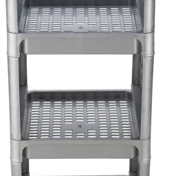 flyup Rectangular 4 Layer Multipurpose Shelf Stand Basket Rack Trolley Plastic Kitchen Trolley image 3