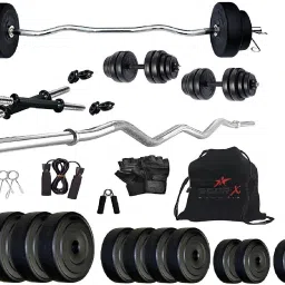 32 kg 32Kg PVC weight with 3ft Curl Rod and Accessories Home Gym Combo-image-69