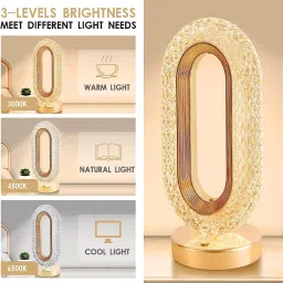 arkit Touch Control Crystal Table Desk Lamp,3-way Dimmable Light,USB Rechargeable Lamp Night Lamp image 3