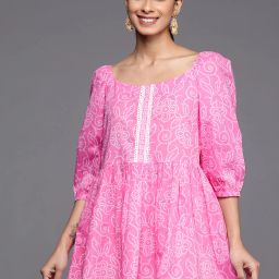 Women Printed Cotton Blend A-line Kurta-image-3