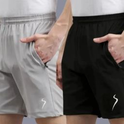 Solid Men Grey, Black Gym Shorts, Night Shorts, Regular Shorts-image-35