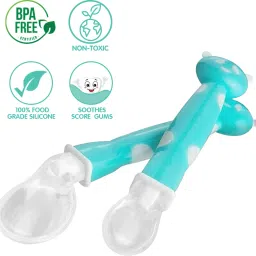 1st step BPA Free Baby Angular Self Feeding Spoons Set With Silicone Tip- Polypropylene, Silicone image 2