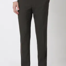 Men Slim Fit Brown Polyester Trousers-image-85