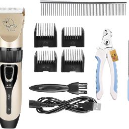 professional Rechargeable Cordless Electric Quiet Hair Clipper Grooming Kit Set Gold Pet Hair Trimmer-image-81
