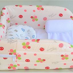 The Tickle Toe 2-in-1 Portable Baby Bed Cot & Diaper Bag | Travel Bassinet with Sling | Multifunctional Foldable Design | Red Cherry Print image 2