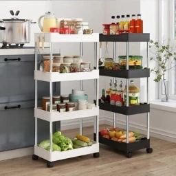 4 Compartments Plastic Kitchen Storage Trolley Plastic Plastic Kitchen Trolley-image-9