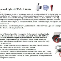 gi Classic Bicycle Dynamo with Retro LED Front and Back Light 12v 6w LED Front Rear Light Combo image 5