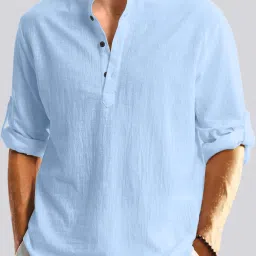 Men Solid Cotton Blend Straight Kurta-image-76
