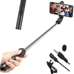 Uborn BEST SELFIE STICK WITH REMOTE CONTROL WITH STAND & COLAR MIC( COMBO) ALL DEVICE. Tripod-11