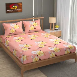 240 TC Microfiber King Printed Fitted (Elastic) Bedsheet-image-29