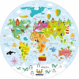 promocart Amazing World Map Puzzle 60 Pcs with 4 Double Sided Flashcards image 3